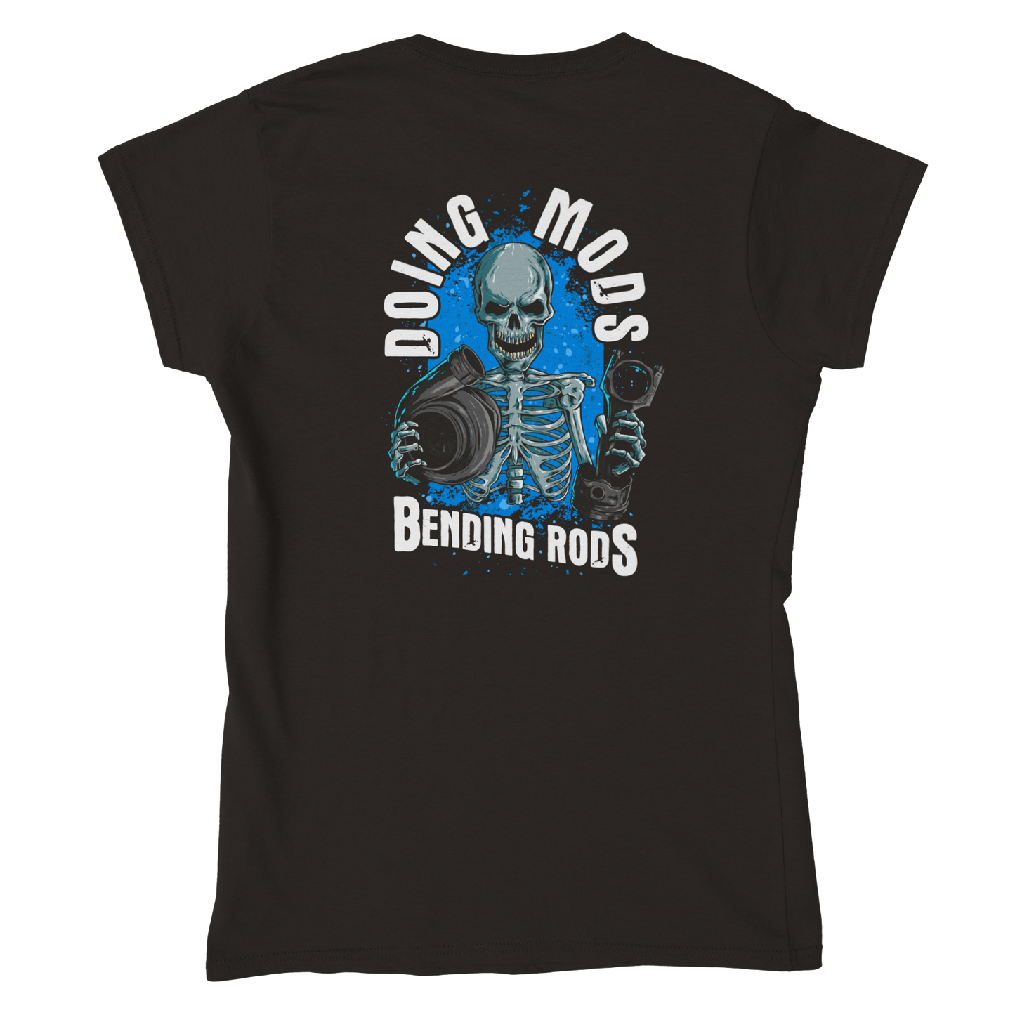 Womens Doing Mods Bending Rods shirt BACK PRINT (blue)